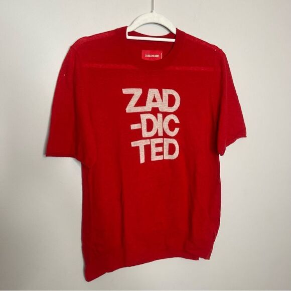 ZADIG & VOLTAIRE Ida CP Cashmere Zaddicted Tee FLAWED new no  tags - Picture 7 of 12